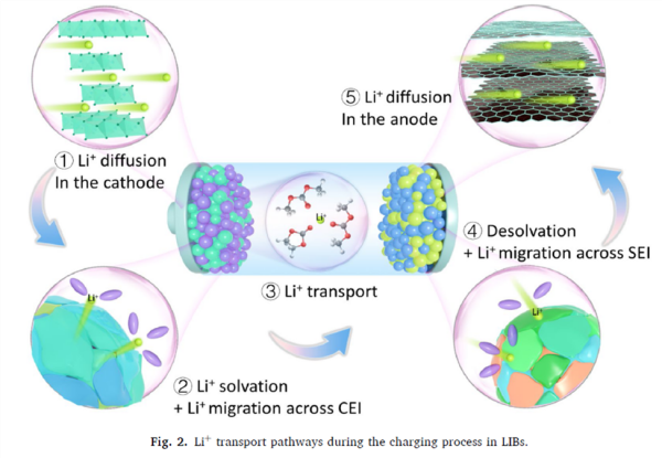 Fig.2.Li+ transport pathways during the charging process in LIBs..png Fig.2.Li+ transport pathways during the charging process in LIBs..png
